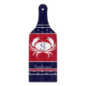 Mit Monogramm Red White Navy Blue Crab Nautic Schneidebrett (Vorderseite)