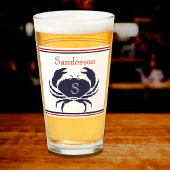 Mit Monogramm Red White Navy Blue Crab Nautical Gl Glas