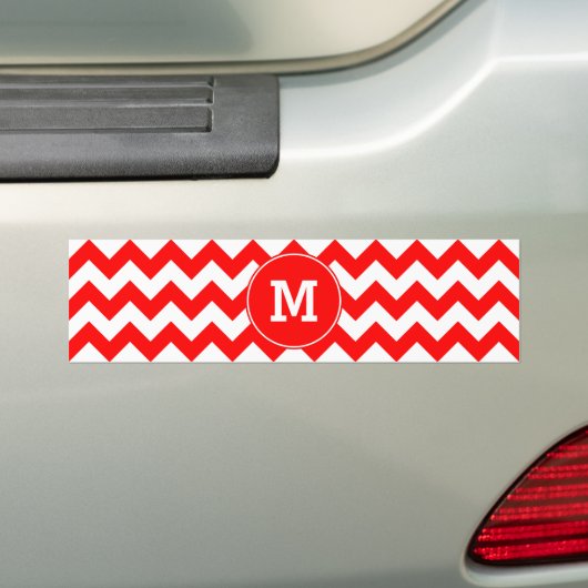 Mit Monogramm Red Zigzag Muster Autoaufkleber (Auf Auto)