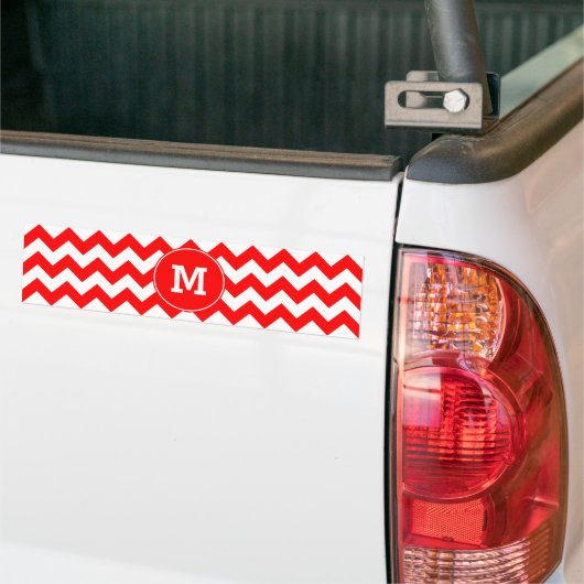 Mit Monogramm Red Zigzag Muster Autoaufkleber (Auf Lkw)