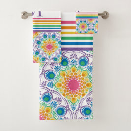 Mit Monogramm Regenbogen Blumenbrunnen Badhandtuch Set