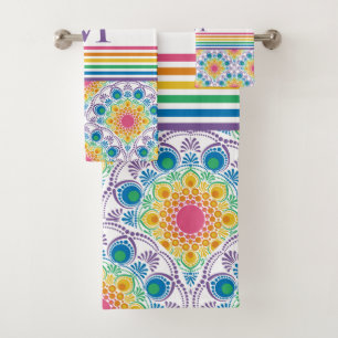 Mit Monogramm Regenbogen Blumenbrunnen Badhandtuch Set