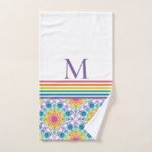 Mit Monogramm Regenbogen Blumenbrunnen Badhandtuch Set (Handtuch)