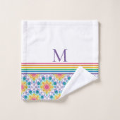 Mit Monogramm Regenbogen Blumenbrunnen Badhandtuch Set (Waschlappen)