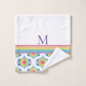 Mit Monogramm Regenbogen Blumenbrunnen Mitte Mod O Badhandtuch Set (Waschlappen)