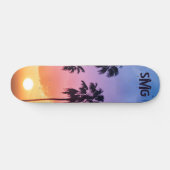 Mit Monogramm Regenbogen Sun Palm Tree Personalisi Skateboard (Horizontal)