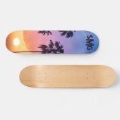 Mit Monogramm Regenbogen Sun Palm Tree Personalisi Skateboard (Horizontal)
