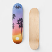 Mit Monogramm Regenbogen Sun Palm Tree Personalisi Skateboard (Vorderseite)