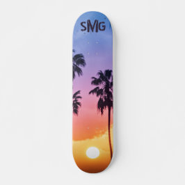 Mit Monogramm Regenbogen Sun Palm Tree Personalisi Skateboard