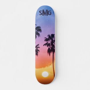 Mit Monogramm Regenbogen Sun Palm Tree Personalisi Skateboard