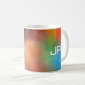 Mit Monogramm Regenbogenfarben Farbenfroh Abstrakt Kaffeetasse (VorderseiteRechts)