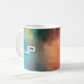 Mit Monogramm Regenbogenfarben Farbenfroh Abstrakt Kaffeetasse (Vorderseite Links)