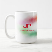 Mit Monogramm Regenbogenfarben Farbenfroh Abstrakt Kaffeetasse (Links)