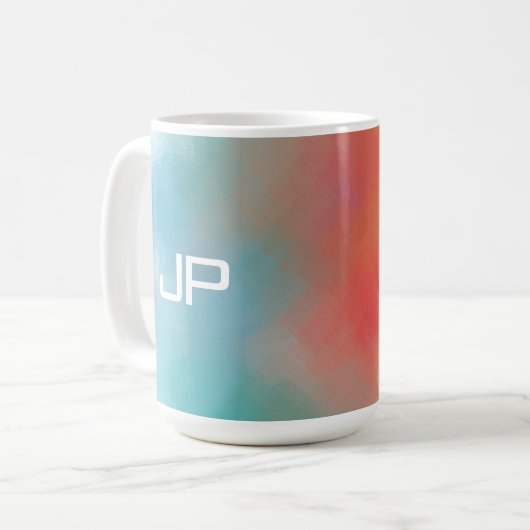 Mit Monogramm Regenbogenfarben Farbenfroh Abstrakt Kaffeetasse (Vorderseite Links)