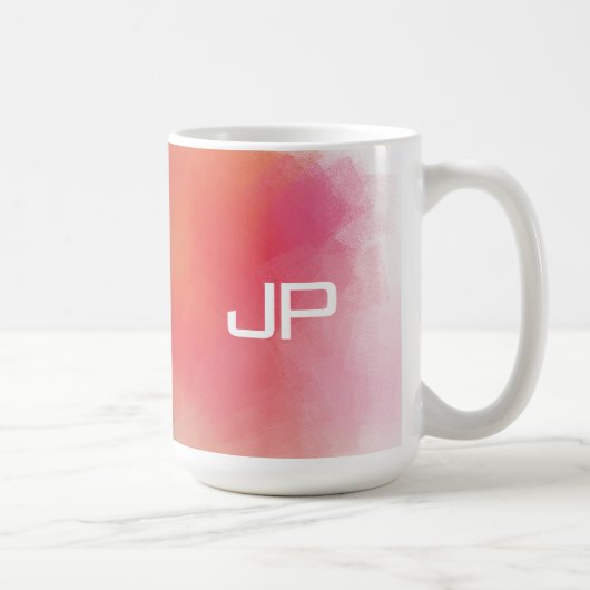 Mit Monogramm Regenbogenfarben Farbenfroh Abstrakt Kaffeetasse (Rechts)