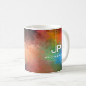 Mit Monogramm Regenbogenfarben Farbenfroh Abstrakt Kaffeetasse (VorderseiteRechts)