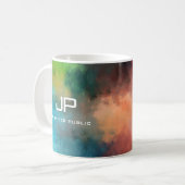 Mit Monogramm Regenbogenfarben Farbenfroh Abstrakt Kaffeetasse (Vorderseite Links)