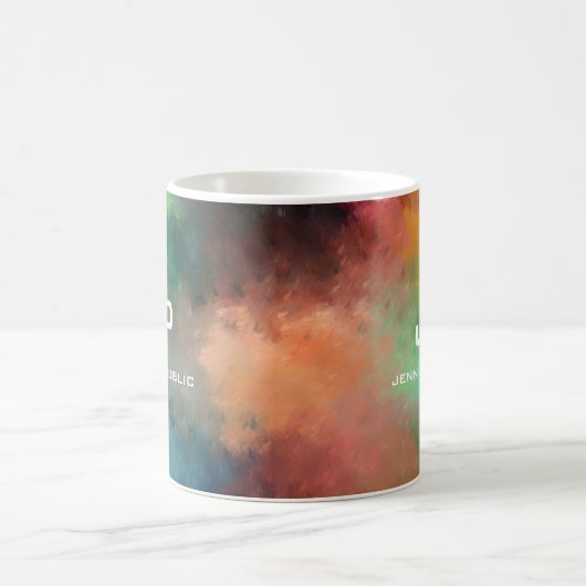 Mit Monogramm Regenbogenfarben Farbenfroh Abstrakt Kaffeetasse (Mittel)