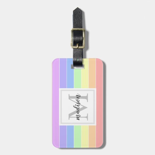 Mit Monogramm Regenbogenfarbenmuster Gepäckanhänger (Vorderseite vertikal)