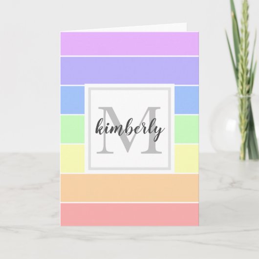Mit Monogramm Regenbogenfarbenmuster Karte (Vorderseite)