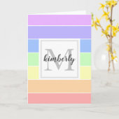 Mit Monogramm Regenbogenfarbenmuster Karte (Gelbe Blume)