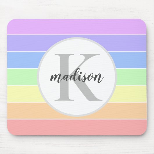 Mit Monogramm Regenbogenfarbenmuster Mousepad (Vorne)