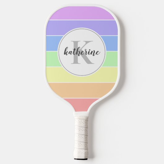 Mit Monogramm Regenbogenfarbenmuster Pickleball Schläger (Rückseite)