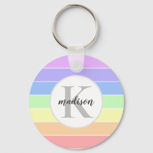 Mit Monogramm Regenbogenfarbenmuster Schlüsselanhänger
