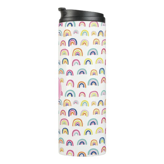 Mit Monogramm Regenbogenmädchen Thermosbecher (Nach rechts gedreht)