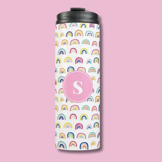Mit Monogramm Regenbogenmädchen Thermosbecher