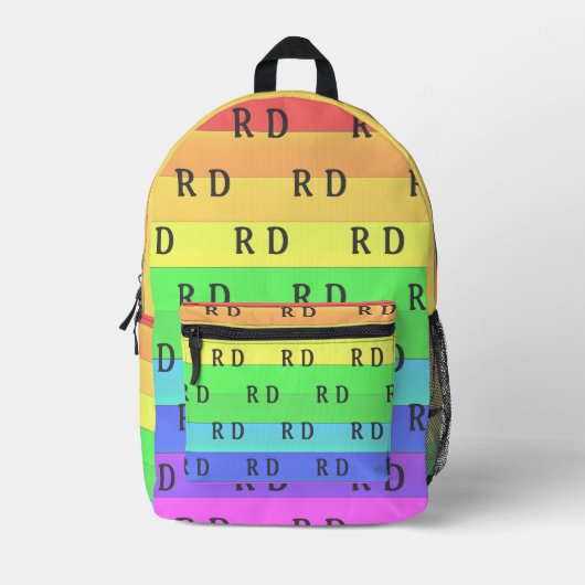 Mit Monogramm Regenbogenstreifen, nach Maß geferti Bedruckter Rucksack (Vorderseite)