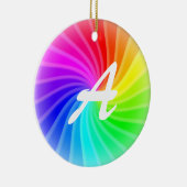 Mit Monogramm Regenbogenwirl Keramik Ornament (Rechts)