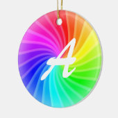 Mit Monogramm Regenbogenwirl Keramik Ornament (Links)