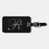 Mit Monogramm Reisegepäck in Schwarz-Grau Gepäckanhänger (Vorderseite horizontal)