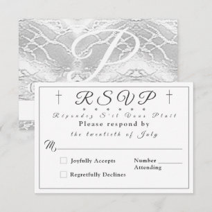 Mit Monogramm Remissionskarte für weiße Imitat RSVP Karte