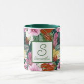 Mit Monogramm Retro Coastal Paradies Blüten Tasse (Zentrum)