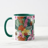 Mit Monogramm Retro Coastal Paradies Blüten Tasse (Links)