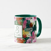 Mit Monogramm Retro Coastal Paradies Blüten Tasse (VorderseiteRechts)