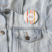 Mit Monogramm Retro Farbige Streifen Personalisier Button (Beispiel)