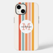 Mit Monogramm Retro Farbige Streifen Personalisier Case-Mate iPhone Hülle (Rückseite)