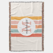 Mit Monogramm Retro Farbige Streifen Personalisier Decke (Vorderseite Vertikal)
