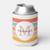Mit Monogramm Retro Farbige Streifen Personalisier Dosenkühler (Kanne Vorderseite)