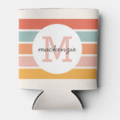 Mit Monogramm Retro Farbige Streifen Personalisier Dosenkühler (Vorderseite)