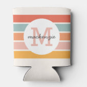 Mit Monogramm Retro Farbige Streifen Personalisier Dosenkühler (Rückseite)