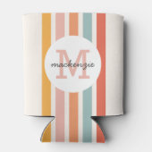 Mit Monogramm Retro Farbige Streifen Personalisier Dosenkühler (Rückseite)