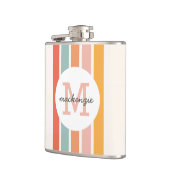 Mit Monogramm Retro Farbige Streifen Personalisier Flachmann (Links)