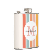 Mit Monogramm Retro Farbige Streifen Personalisier Flachmann (Rechts)