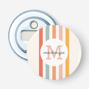Mit Monogramm Retro Farbige Streifen Personalisier Flaschenöffner