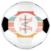 Mit Monogramm Retro Farbige Streifen Personalisier Fußball (Gedreht)
