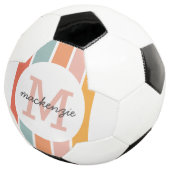 Mit Monogramm Retro Farbige Streifen Personalisier Fußball (Dreiviertel)